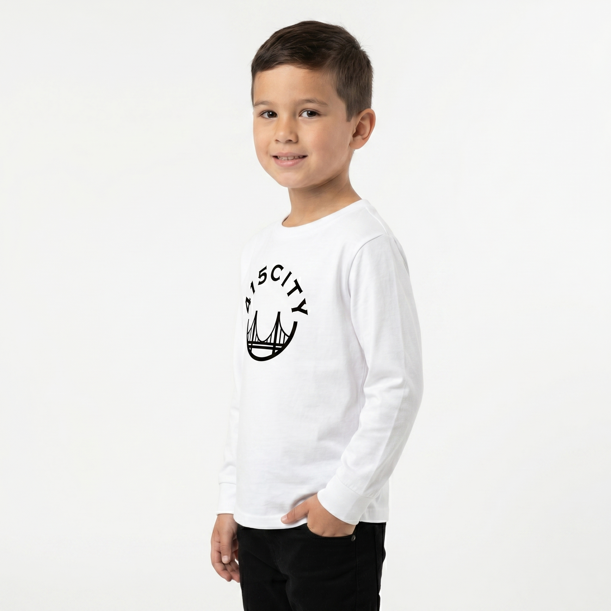Youth's White/Black Classic Longsleeve