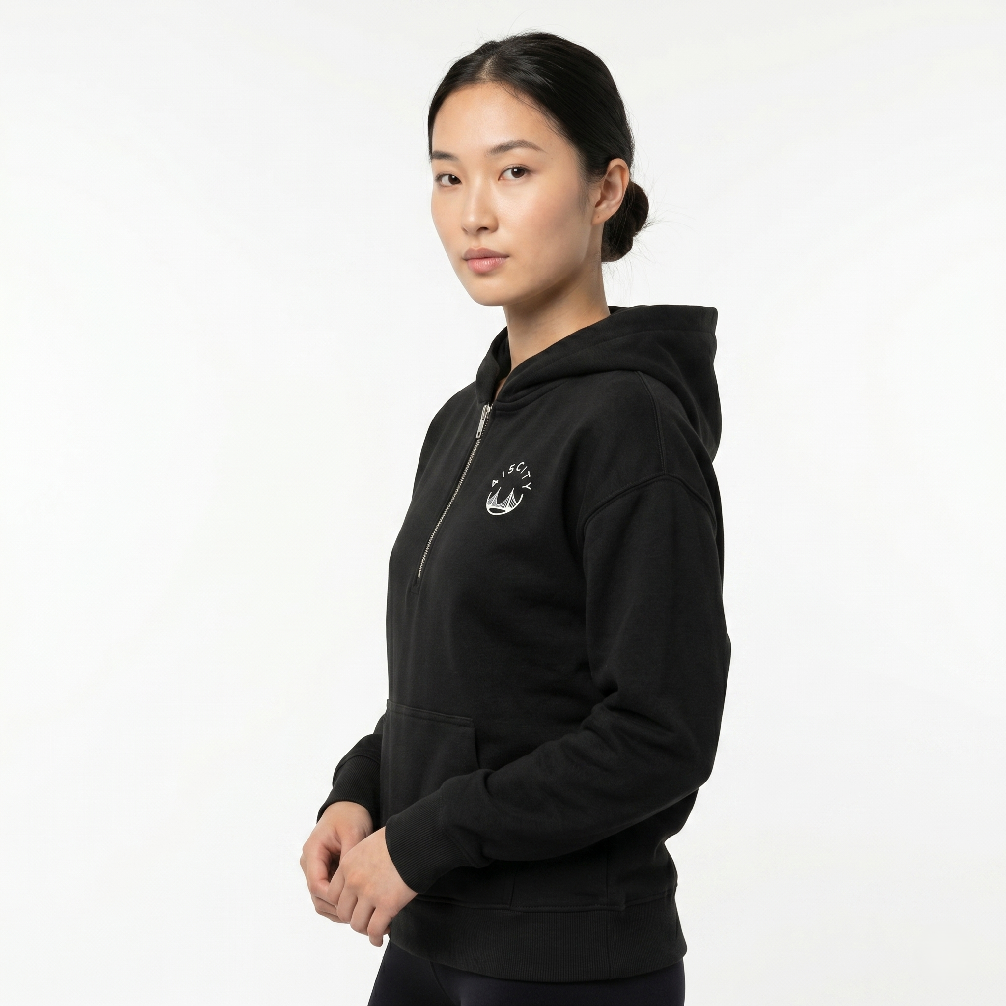 Women's Black/White Half Zip Hoodie