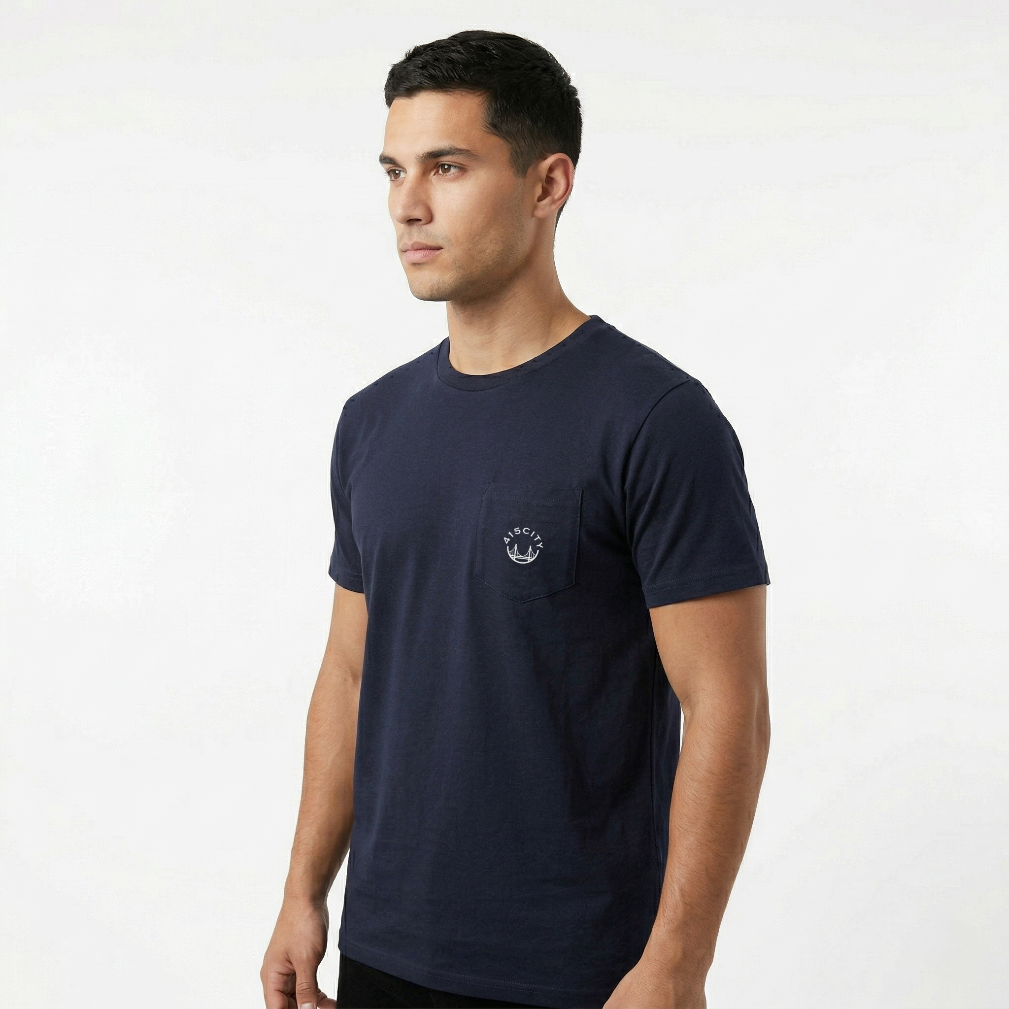 Men's Navy/White Small Logo Pocket Tee