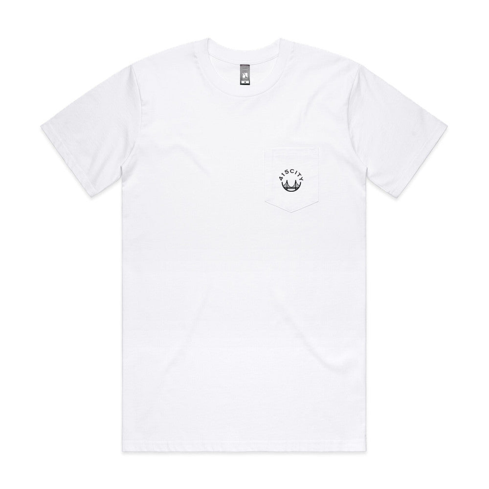 Men's White/Black Small Logo Pocket Tee