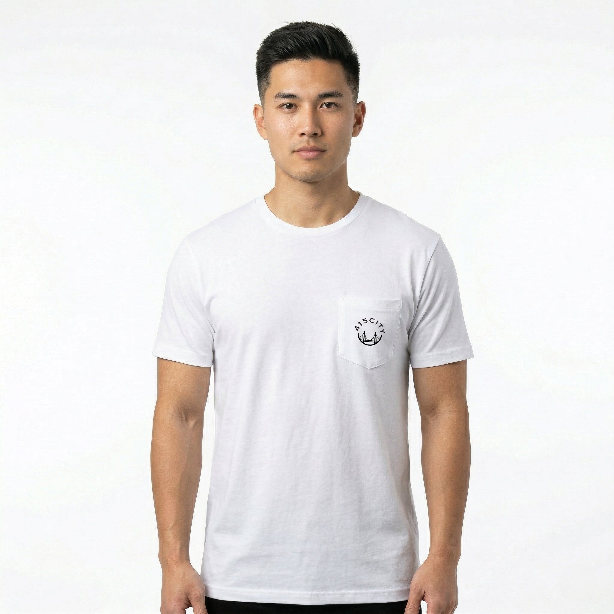 Men's White/Black Small Logo Pocket Tee
