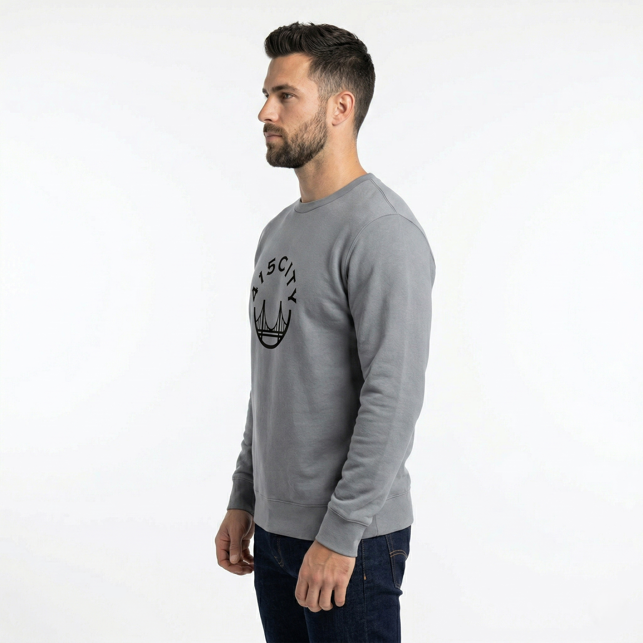 Men's Gravel/Black Crewneck