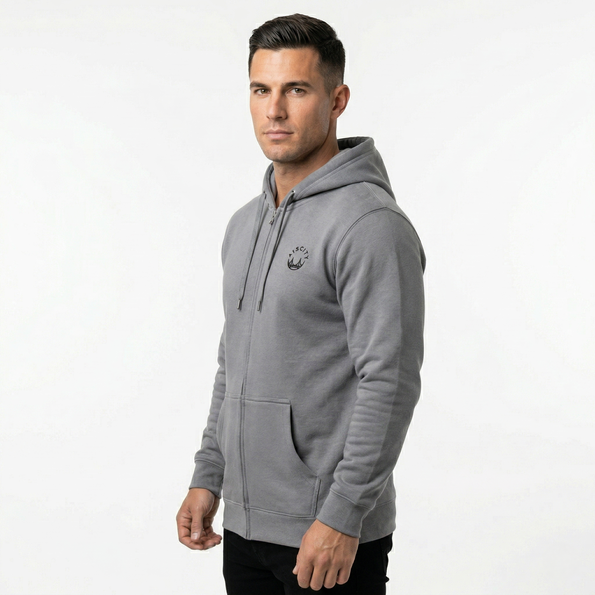Men's Gravel/Black Zip Hoodie