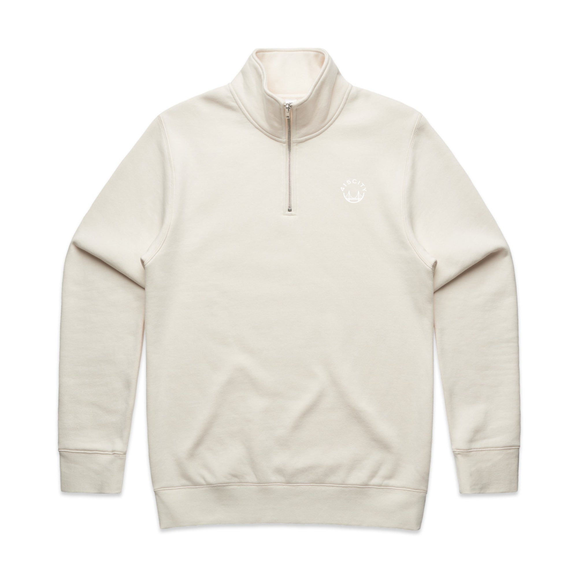 Men's Ecru/White Small Logo Half Zip Sweatshirt