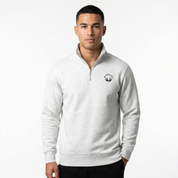 Men's White Heather/Black Small Logo Half Zip Sweatshirt