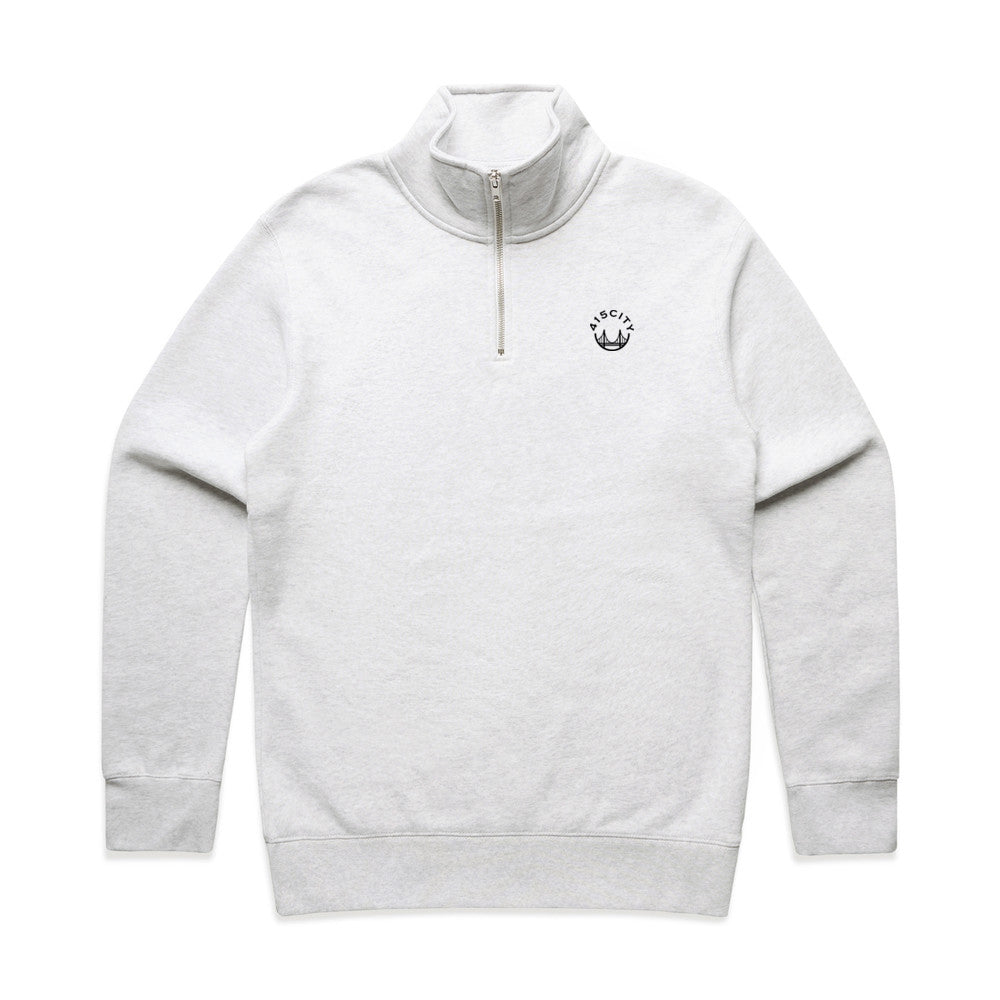 Men's White Heather/Black Small Logo Half Zip Sweatshirt