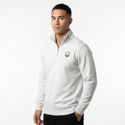 Men's White Heather/Black Small Logo Half Zip Sweatshirt
