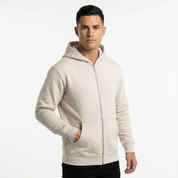 Men's Bone/White Heavy Zip Hoodie