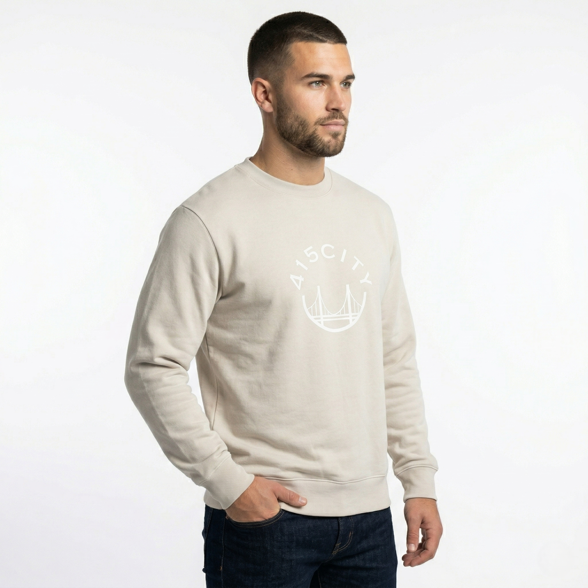 Men's Bone/White Heavy Crewneck